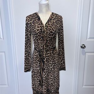 Michael Kors Leopard Print Long Sleeve Dress